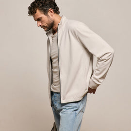 Organic Sueded Jersey Jacket in Pearl | James Perse Los Angeles