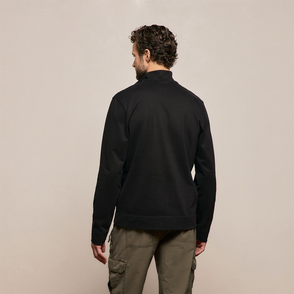 Organic Sueded Jersey Half Zip in Black | James Perse Los Angeles