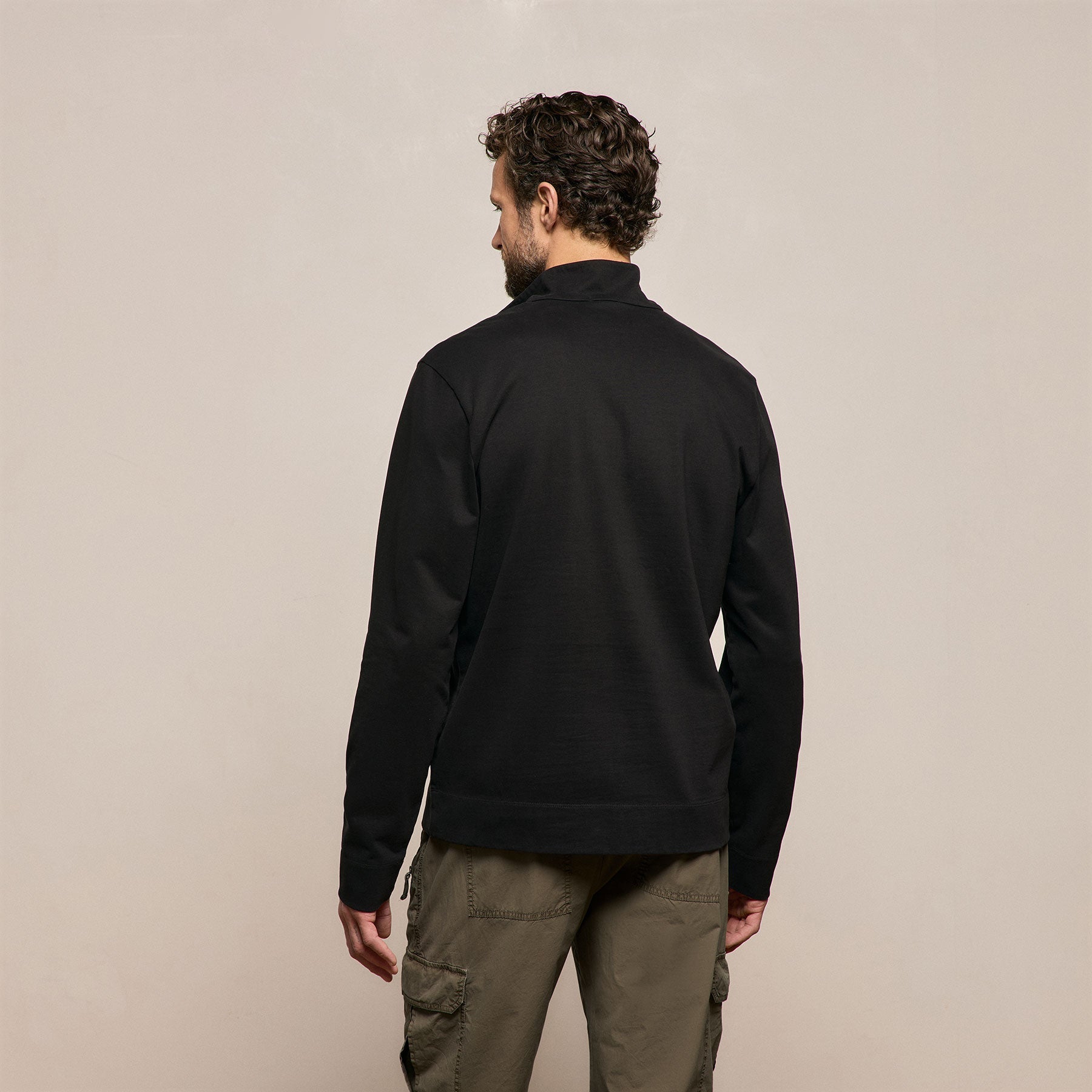 Organic Sueded Jersey Half Zip in Black | James Perse Los Angeles