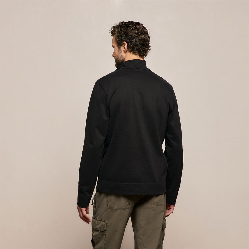 Organic Sueded Jersey Half Zip in Black | James Perse Los Angeles