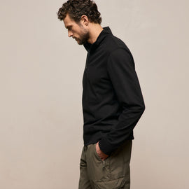Organic Sueded Jersey Half Zip in Black | James Perse Los Angeles
