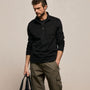 Organic Sueded Jersey Half Zip in Black | James Perse Los Angeles
