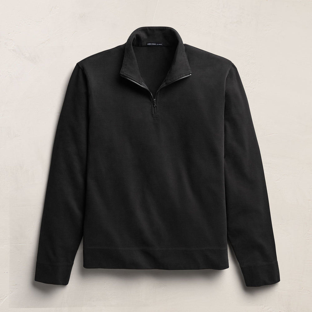 Organic Sueded Jersey Half Zip in Black | James Perse Los Angeles