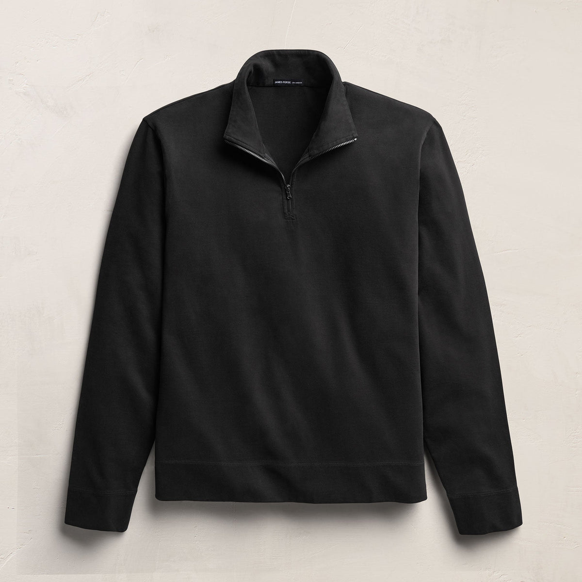 Organic Sueded Jersey Half Zip in Black | James Perse Los Angeles