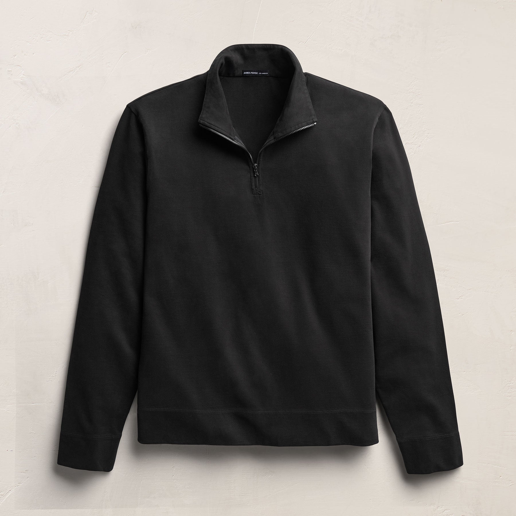 Organic Sueded Jersey Half Zip in Black | James Perse Los Angeles
