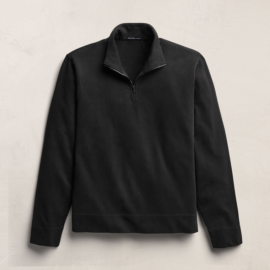 Organic Sueded Jersey Half Zip in Black | James Perse Los Angeles