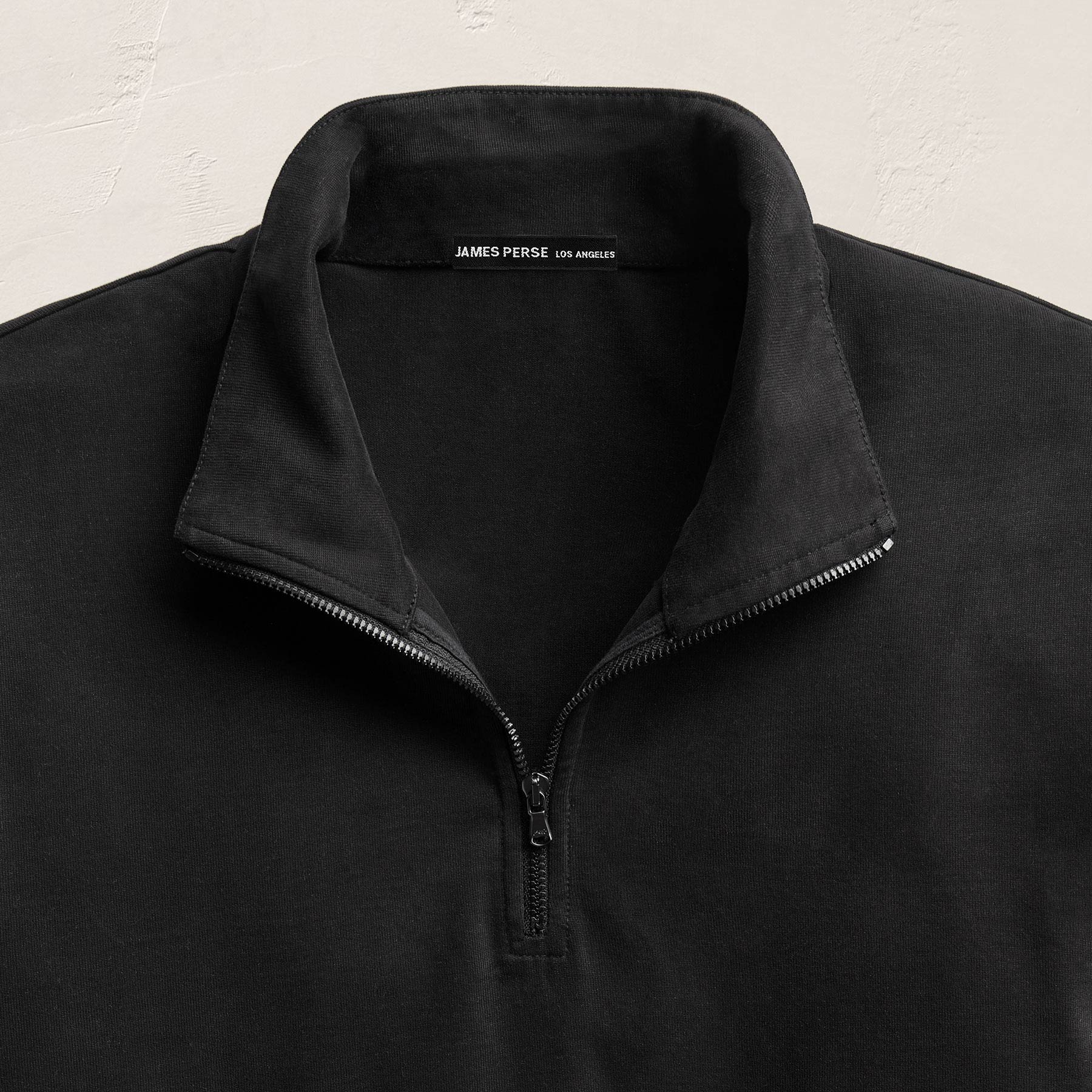 Organic Sueded Jersey Half Zip in Black | James Perse Los Angeles