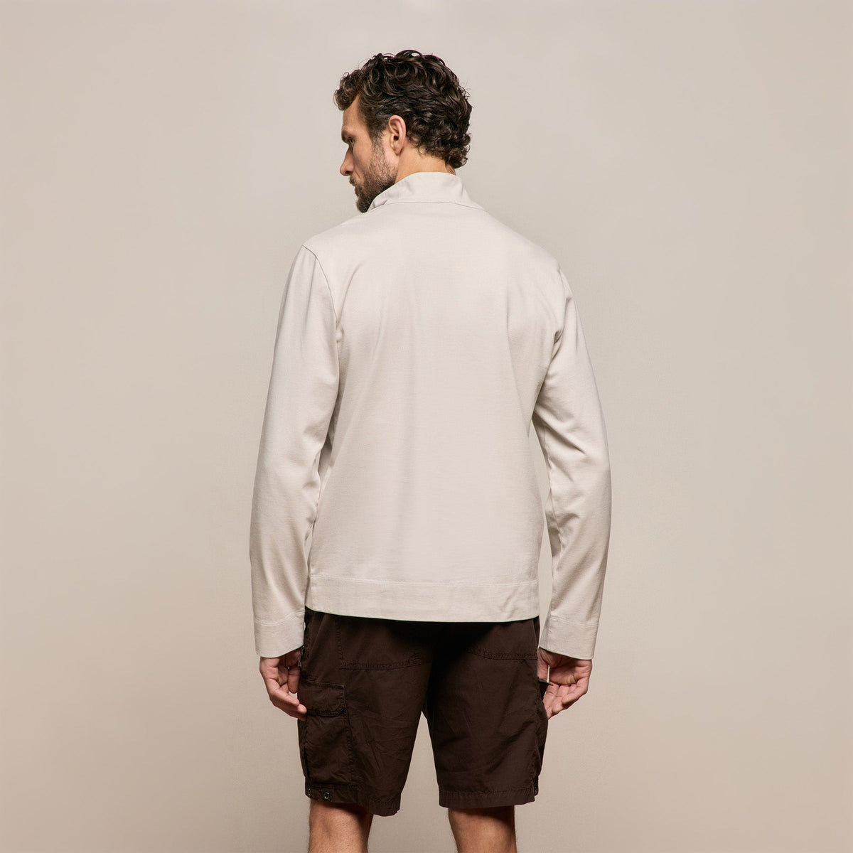 Organic Sueded Jersey Half Zip in Pearl | James Perse Los Angeles