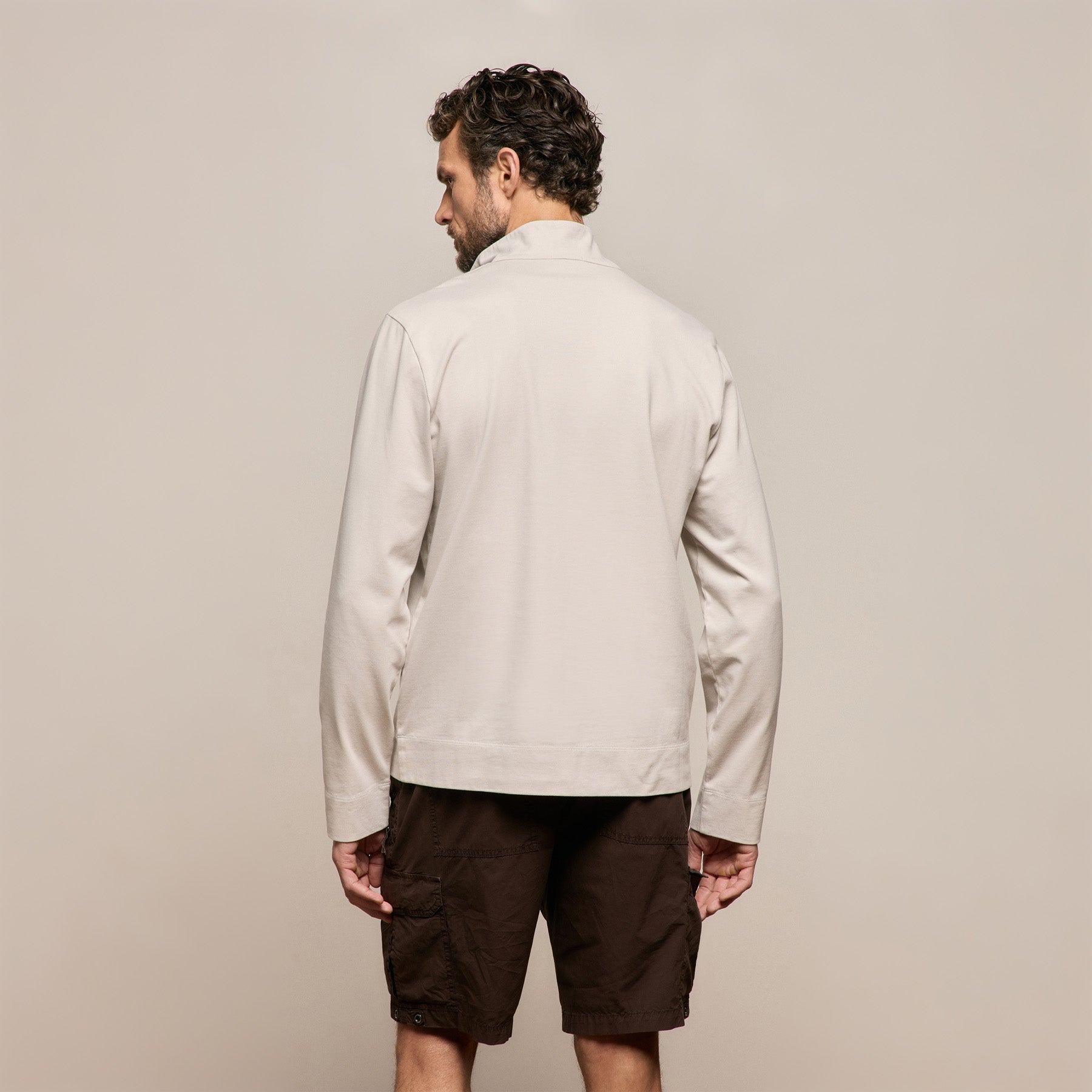 Organic Sueded Jersey Half Zip in Pearl | James Perse Los Angeles