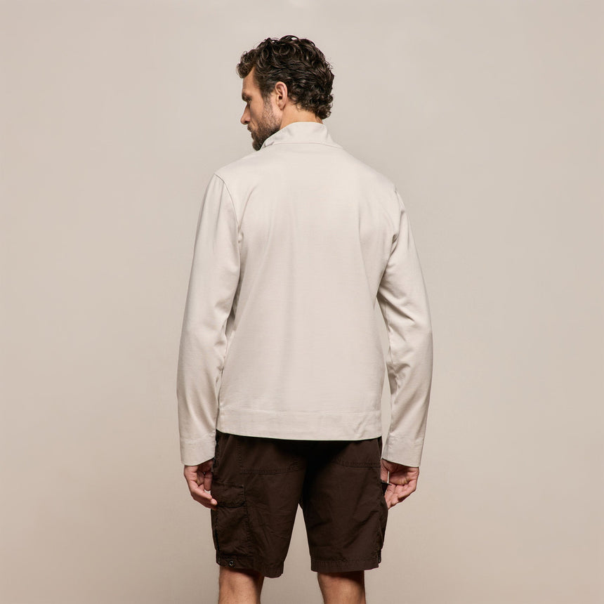 Organic Sueded Jersey Half Zip in Pearl | James Perse Los Angeles