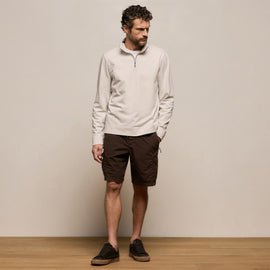 Organic Sueded Jersey Half Zip in Pearl | James Perse Los Angeles