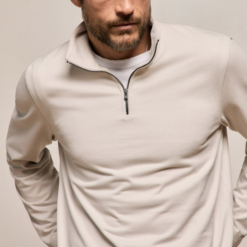 Organic Sueded Jersey Half Zip in Pearl | James Perse Los Angeles