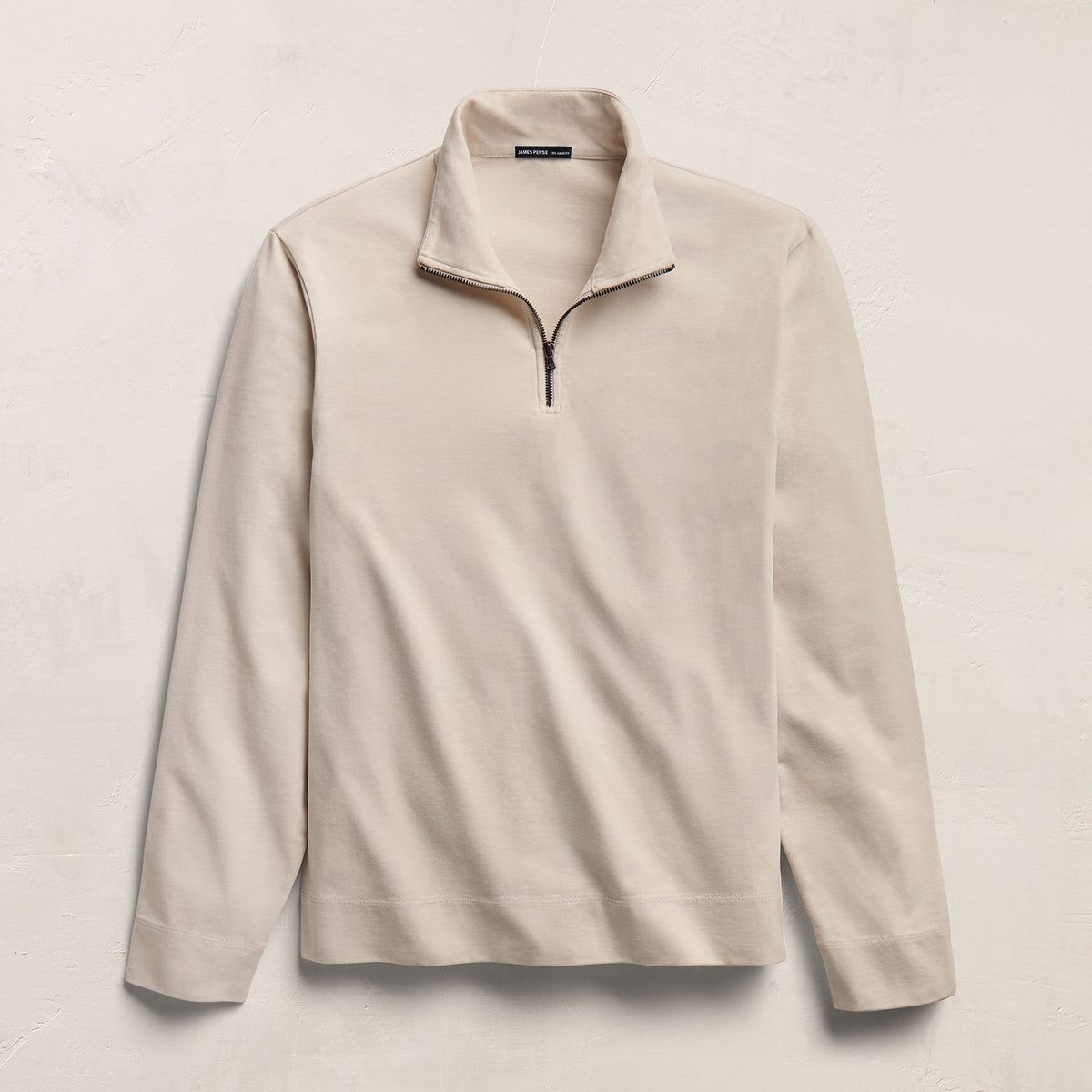 Organic Sueded Jersey Half Zip in Pearl | James Perse Los Angeles