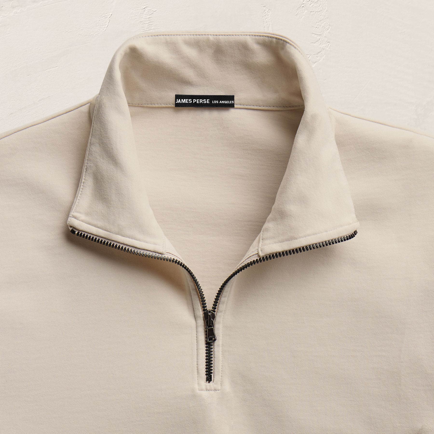 Organic Sueded Jersey Half Zip in Pearl | James Perse Los Angeles