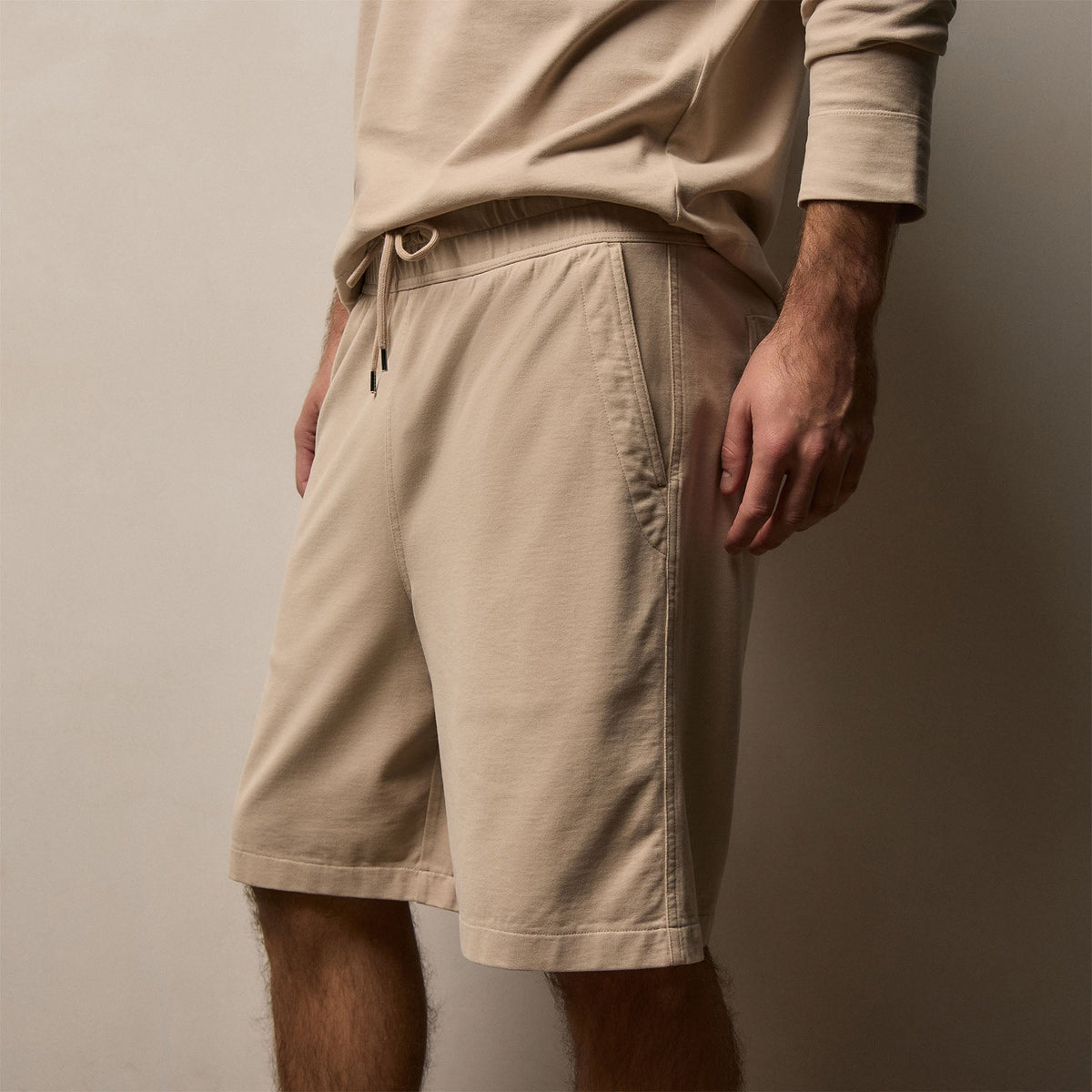 Heavy Organic Sueded Jersey Sweat Short in Stone | James Perse Los Angeles