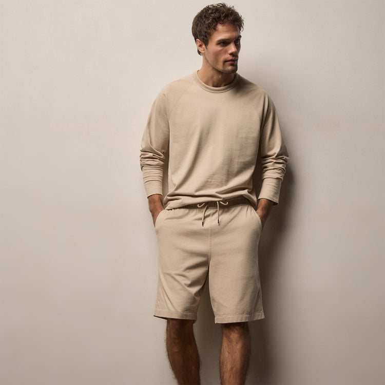 Heavy Organic Sueded Jersey Sweat Short in Stone | James Perse Los Angeles