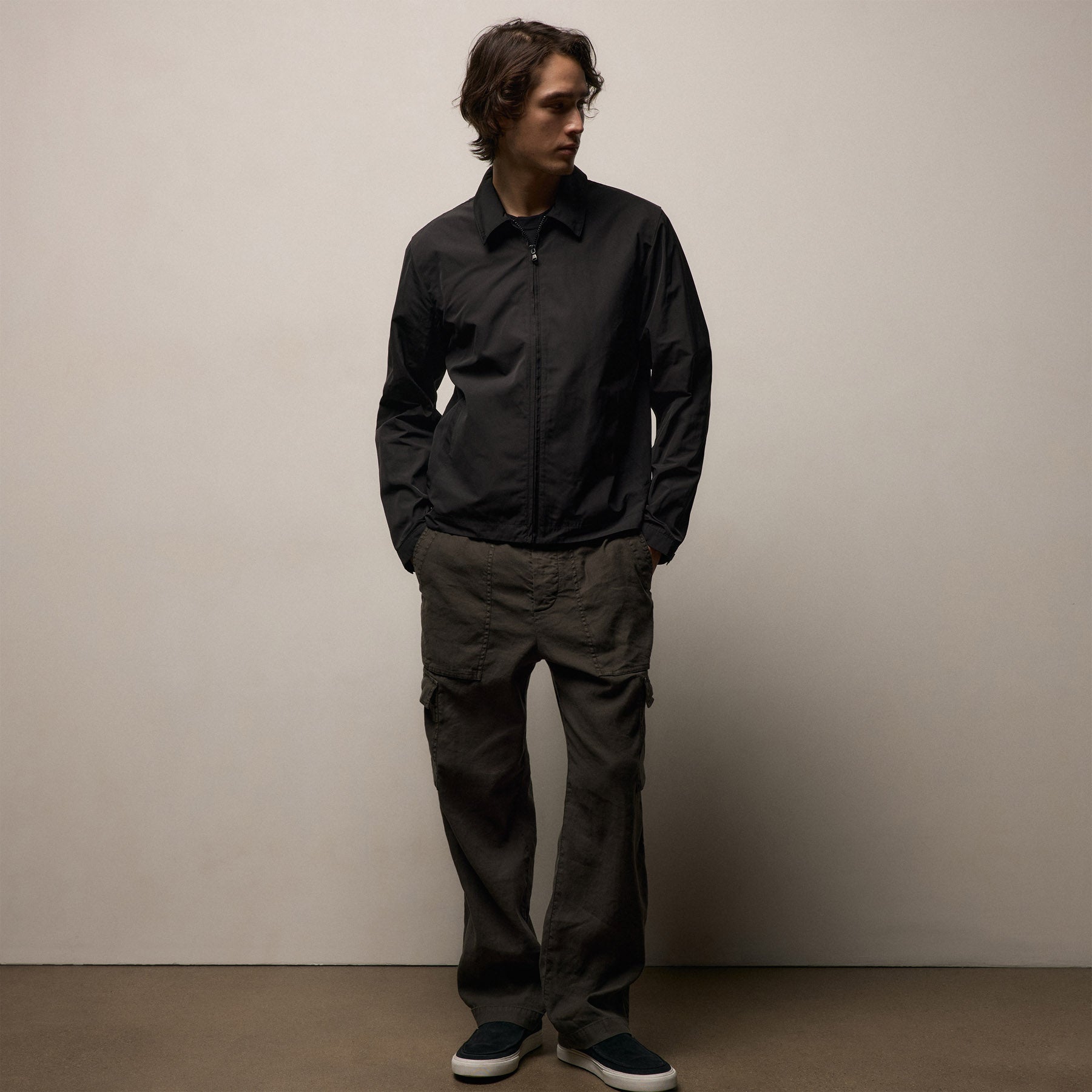 Recycled Twill Coach Jacket in Black | James Perse Los Angeles