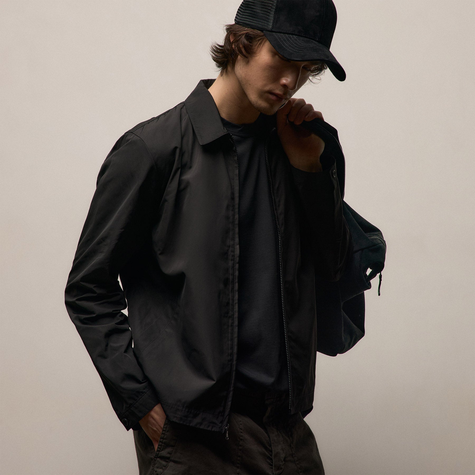Recycled Twill Coach Jacket in Black | James Perse Los Angeles