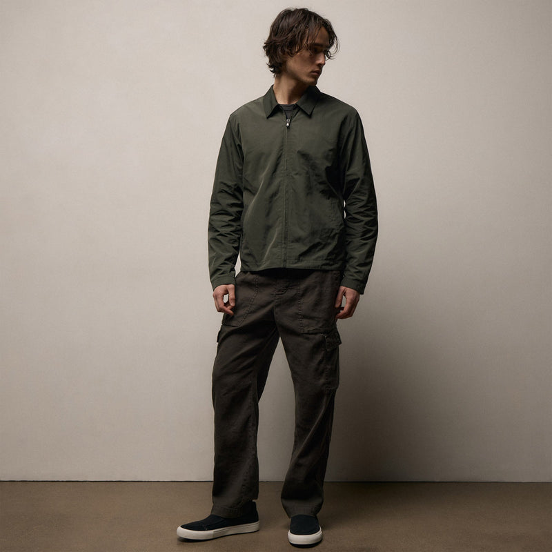 James Perse Recycled Twill Coach Jacket - Dark Olive James Perse Recycled Twill Coach Jacket - Dark Olive