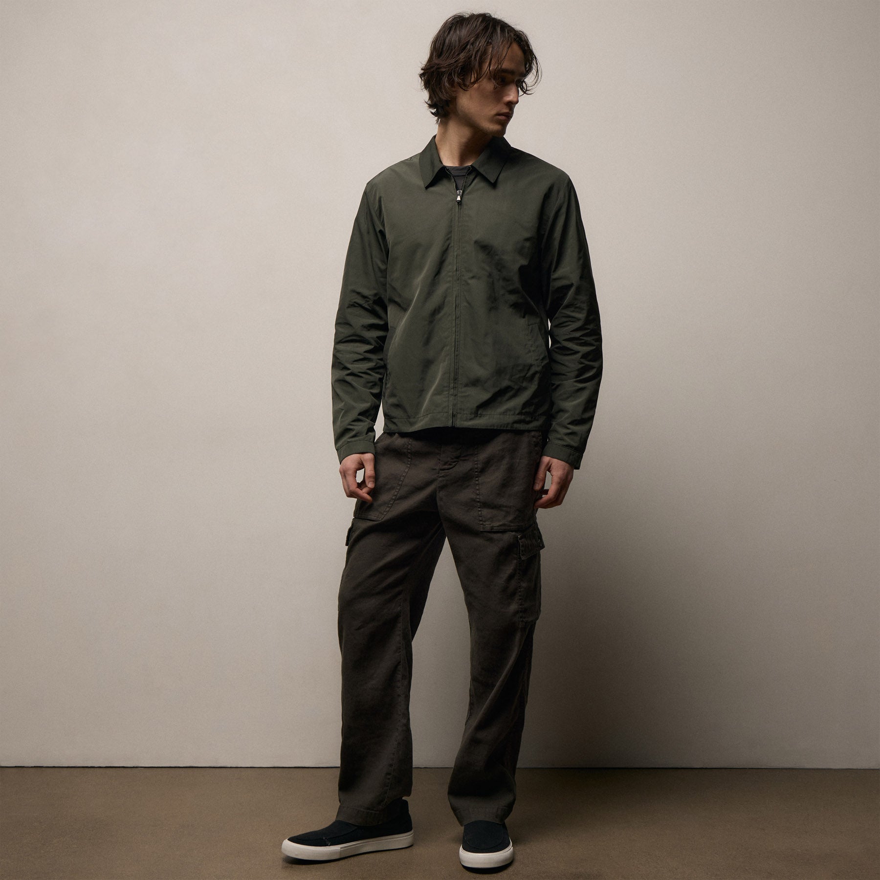 Recycled Twill Coach Jacket in Dark Olive | James Perse Los Angeles