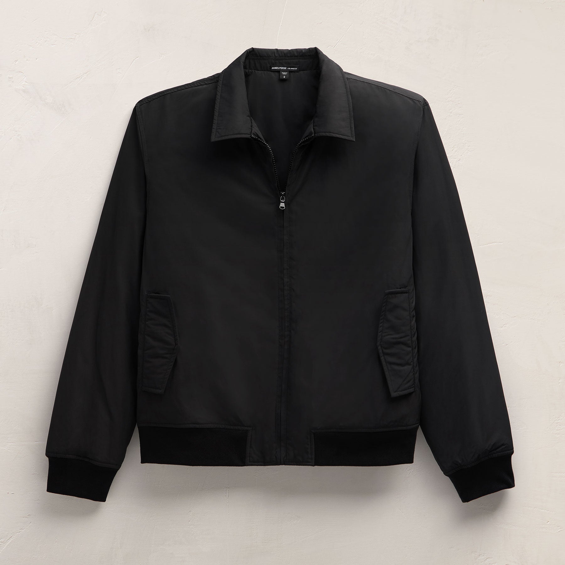 Recycled Poly Bomber Jacket in Black | James Perse Los Angeles FLAT