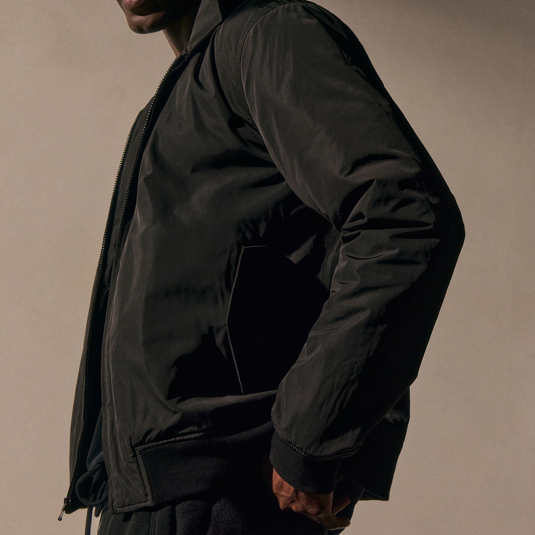 Recycled Poly Bomber Jacket in Black | James Perse Los Angeles