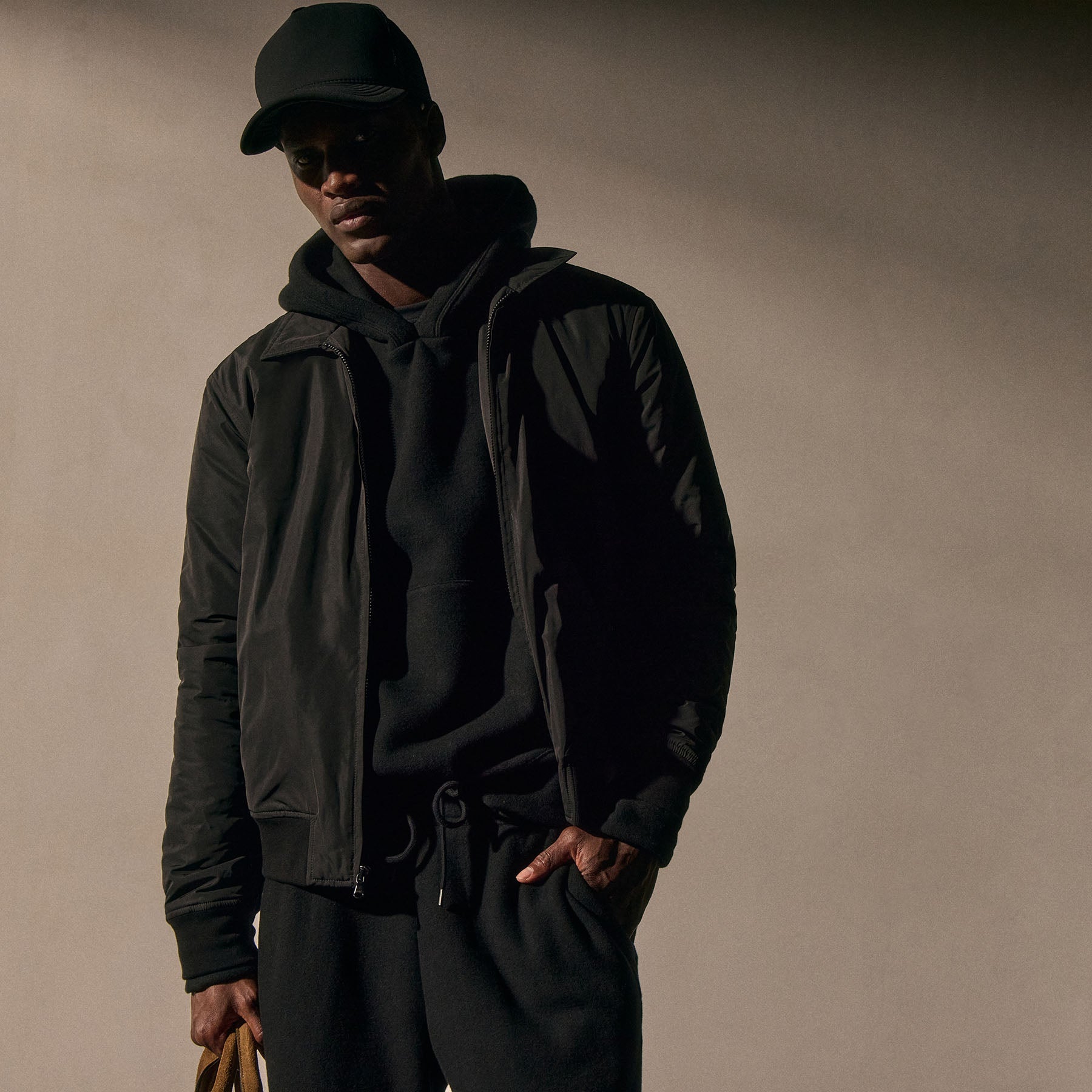 Recycled Poly Bomber Jacket in Black | James Perse Los Angeles