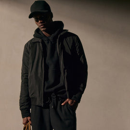 Recycled Poly Bomber Jacket in Black | James Perse Los Angeles