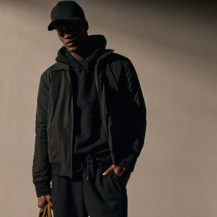 Recycled Poly Bomber Jacket in Black | James Perse Los Angeles