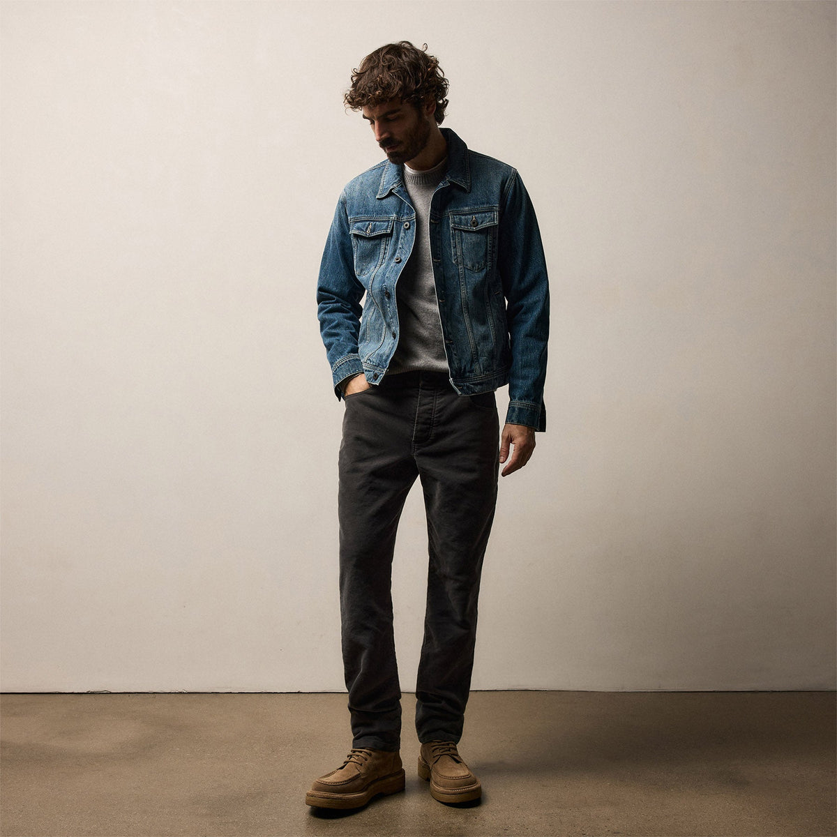 Selvedge Denim Jacket in Medium Wash | James Perse Los Angeles