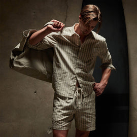 Striped Classic Shirt in Magma/Natural | James Perse Los Angeles