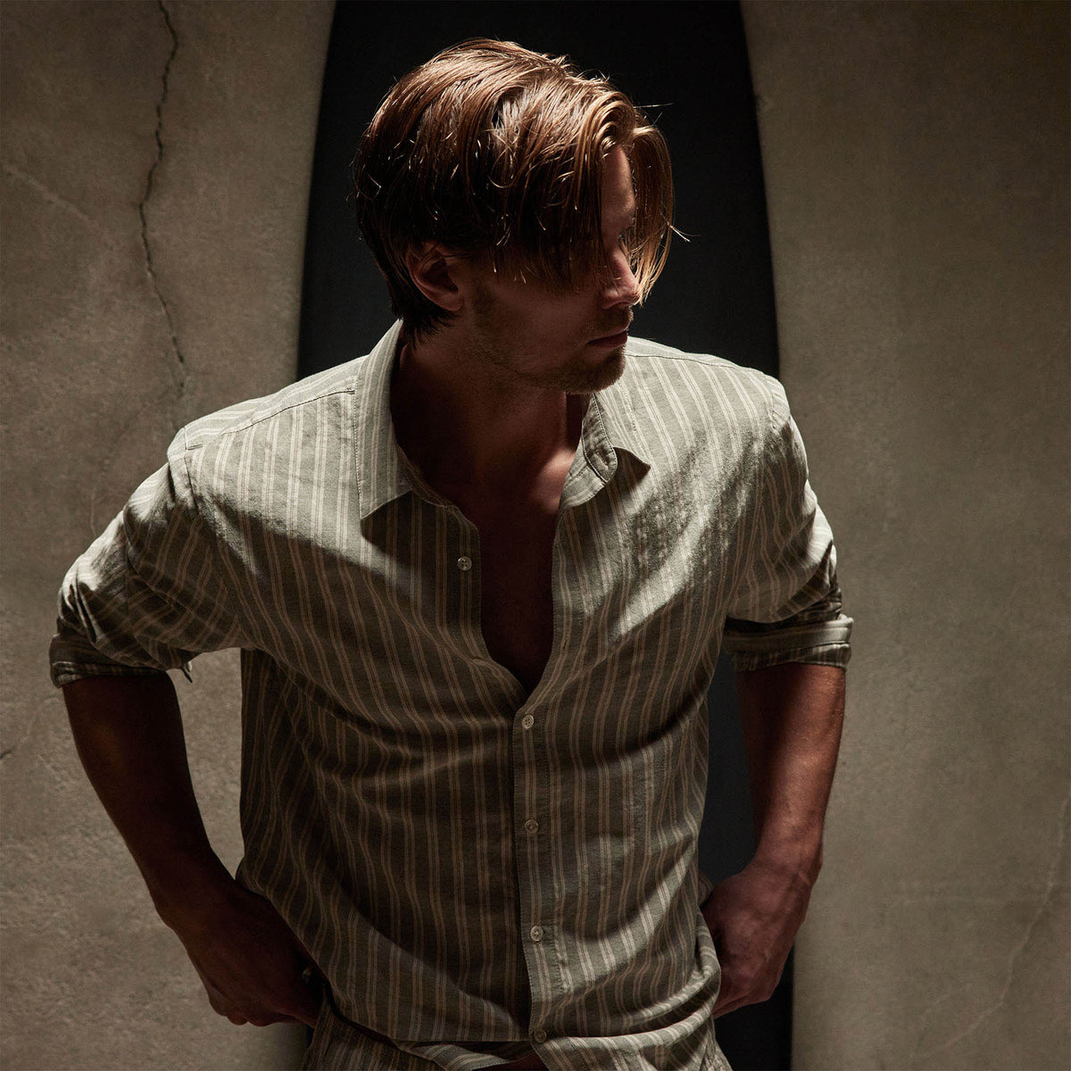 Striped Classic Shirt in Magma/Natural | James Perse Los Angeles