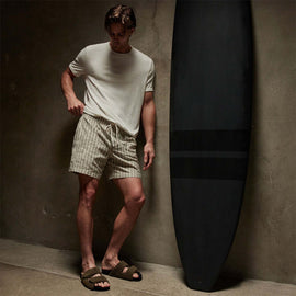 Striped Classic Short in Magma/Natural | James Perse Los Angeles