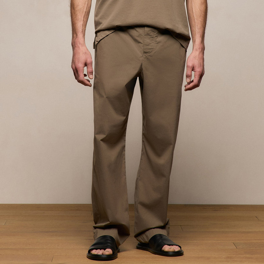 Stretch Poplin Drawstring Pant in Light Olive | James Perse Los Angeles