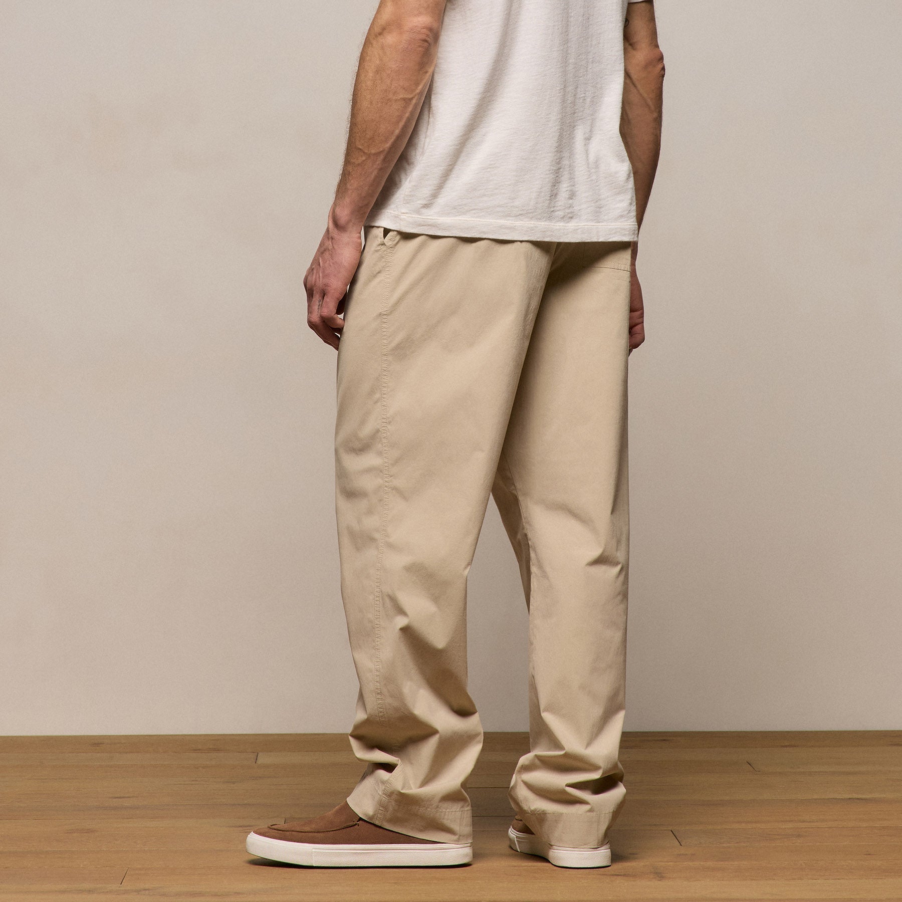 Stretch Poplin Drawstring Pant In Light Khaki | James Perse Los