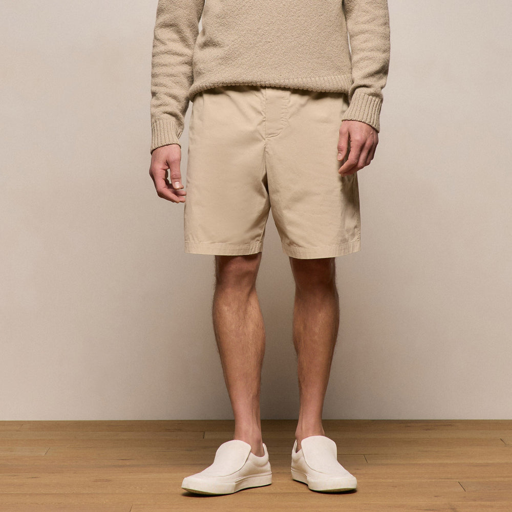 Stretch Poplin Drawstring Short in Light Khaki | James Perse Los Angeles