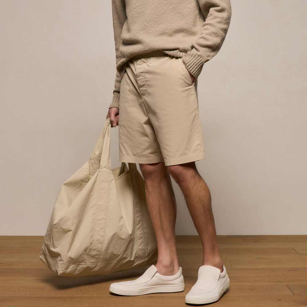 Stretch Poplin Drawstring Short in Light Khaki | James Perse Los Angeles