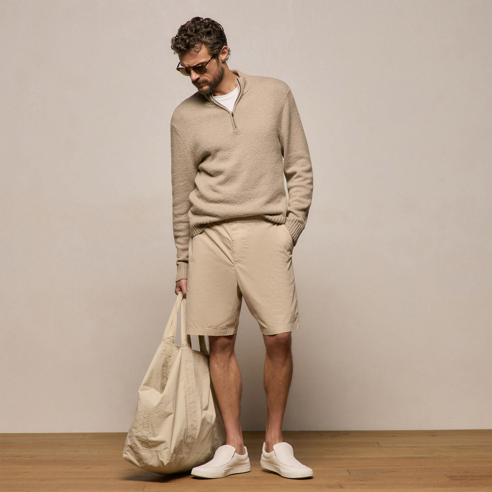 Stretch Poplin Drawstring Short in Light Khaki | James Perse Los Angeles