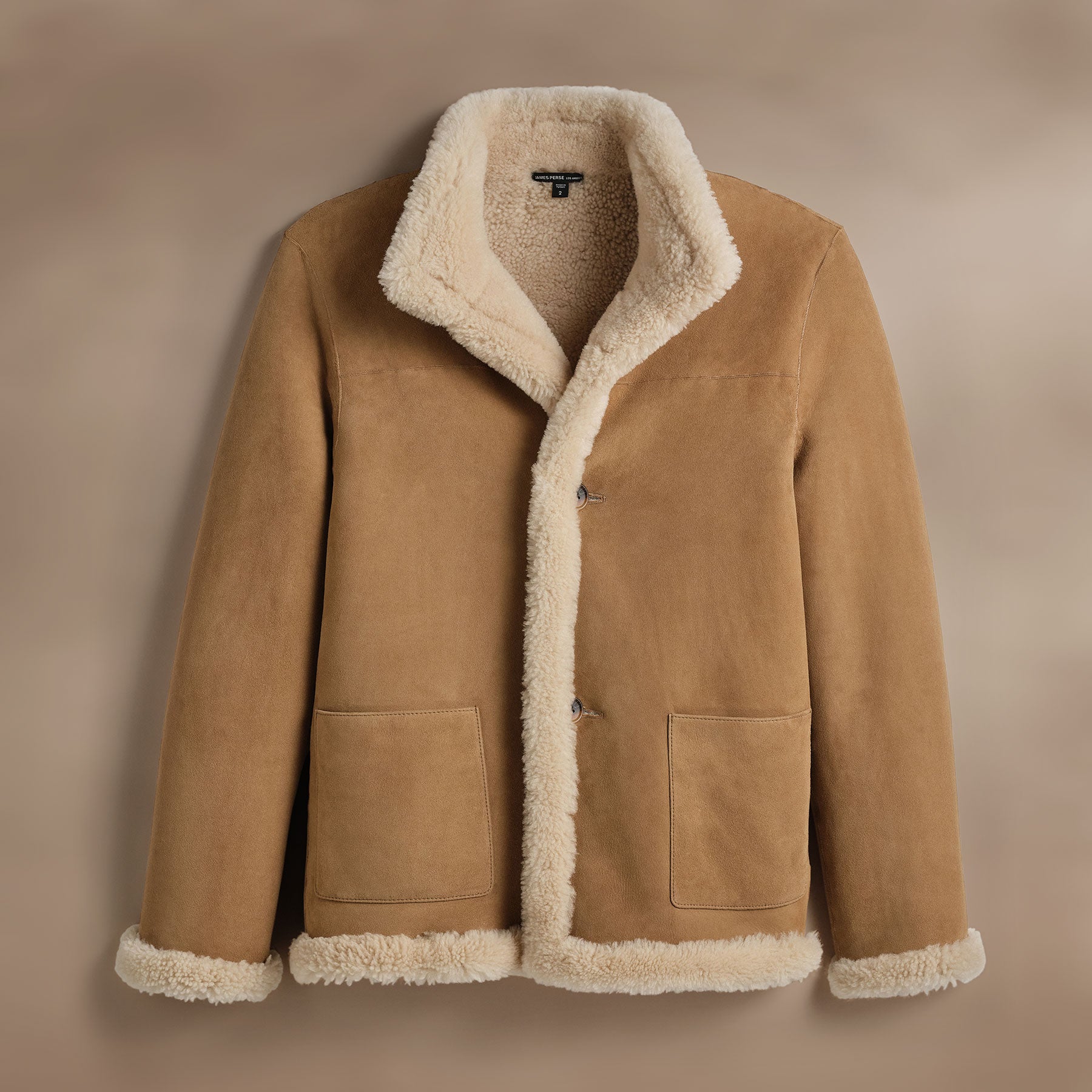 Shearling Car Coat - Caramel | James Perse Los Angeles
