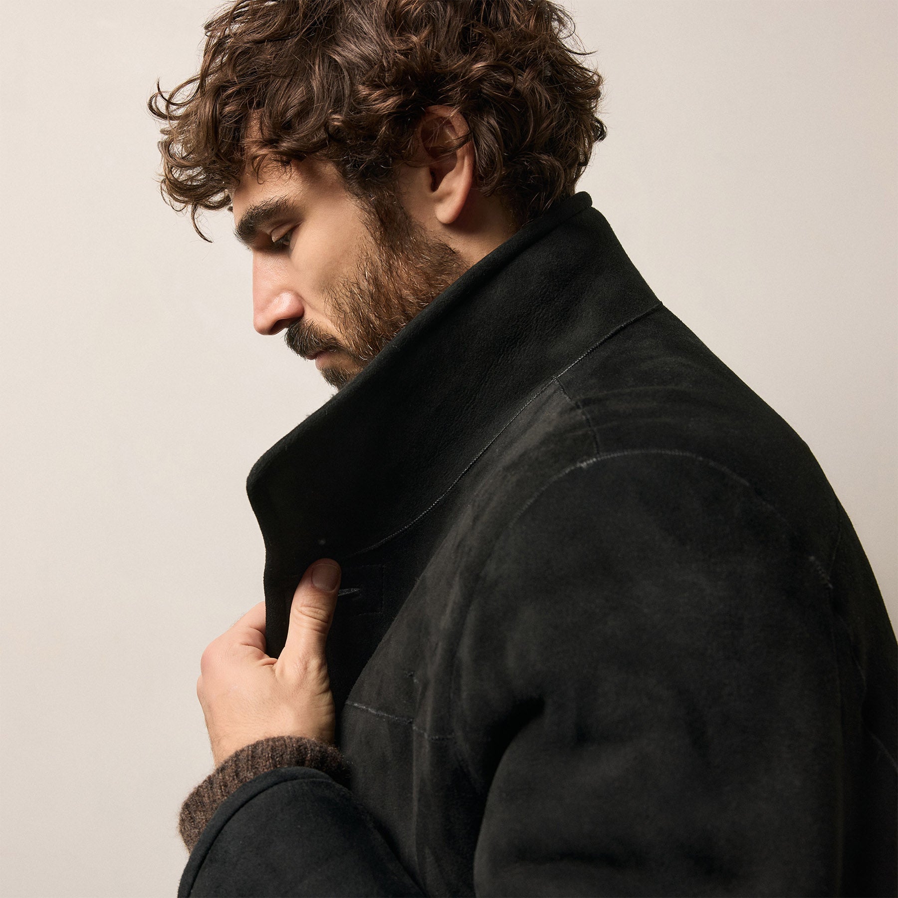 Suede Shearling Jacket - Black | James Perse Los Angeles