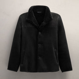 Suede Shearling Jacket in Black | James Perse Los Angeles FLAT