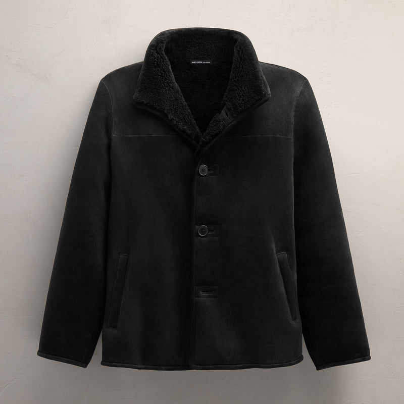 Suede Shearling Jacket in Black | James Perse Los Angeles FLAT