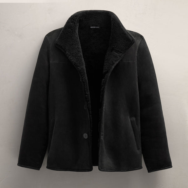 Suede Shearling Jacket in Black | James Perse Los Angeles