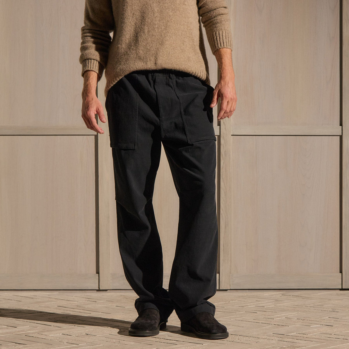 Heavy Sueded Knit Utility Pant in Black | James Perse Los Angeles