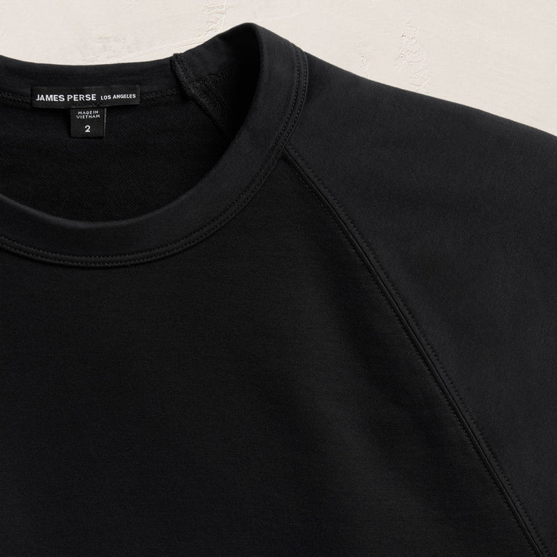 Fine French Terry Raglan Crew in Black | James Perse Los Angeles