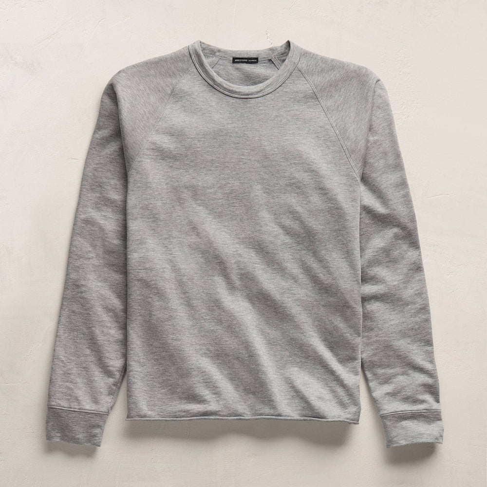 Fine French Terry Sweatshirt in Heather Grey | James Perse Los Angeles FLAT