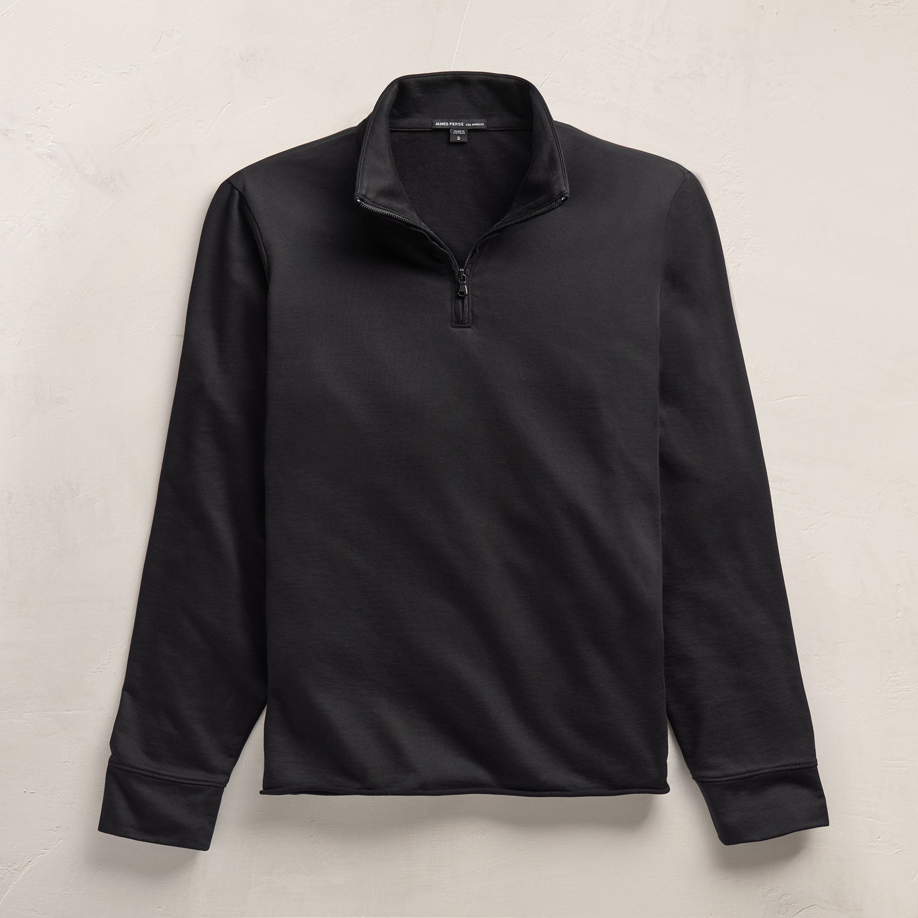 Fine French Terry Half Zip - Black | James Perse Los Angeles