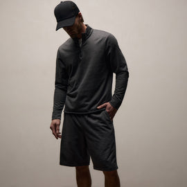 Fine French Terry Half Zip in Heather Charcoal | James Perse Los Angeles