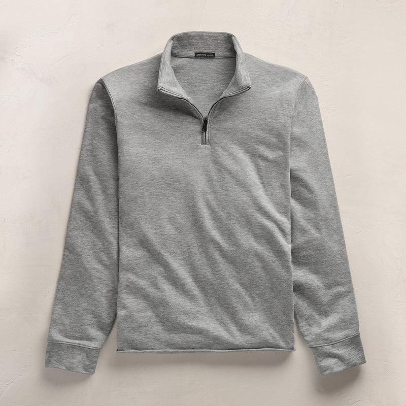 Fine French Terry Half Zip in Heather Grey | James Perse Los Angeles FLAT