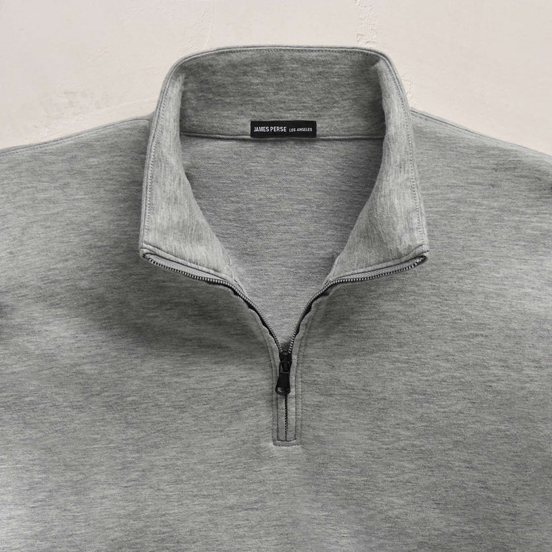Fine French Terry Half Zip in Heather Grey | James Perse Los Angeles FLAT